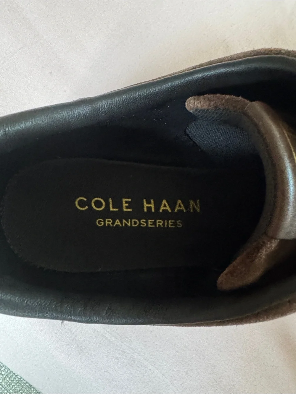 Cole Haan Men's Brown Suede Lace-Up Sneakers with Gold Accents